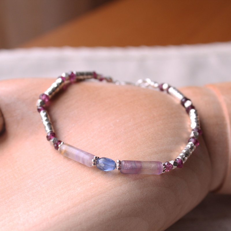 Other Materials Bracelets Purple - Journal (macarons bite) - Berry marine / silver hand-made, natural stone hand Bracelet