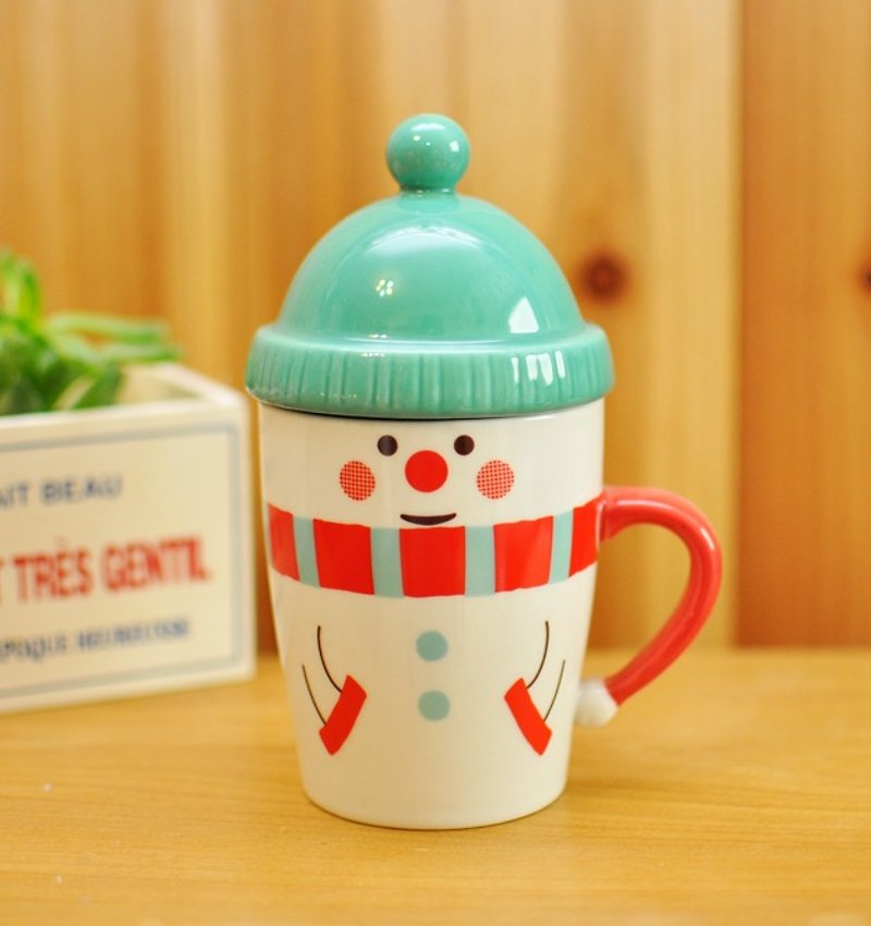 【日本Decole】聖誕限量款 圍巾毛線帽造型聖誕馬克杯 (聖誕雪人) - 咖啡杯/馬克杯 - 其他材質 綠色