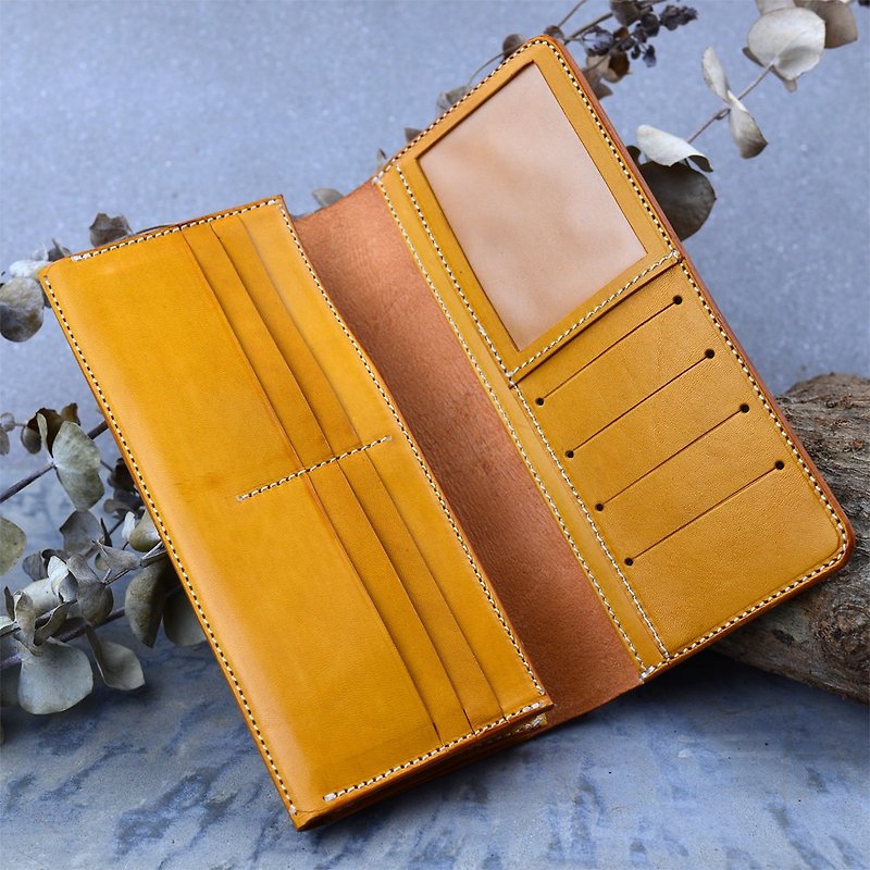 [DOZI leather hand-made] a long clip on the 10th. Multi-card inserted, more dissection long clip, wallet, you can change the design, this section with an identification card window, banknote mezzanine card is inserted. Production of dyeing leather, free co - Wallets - Genuine Leather Multicolor