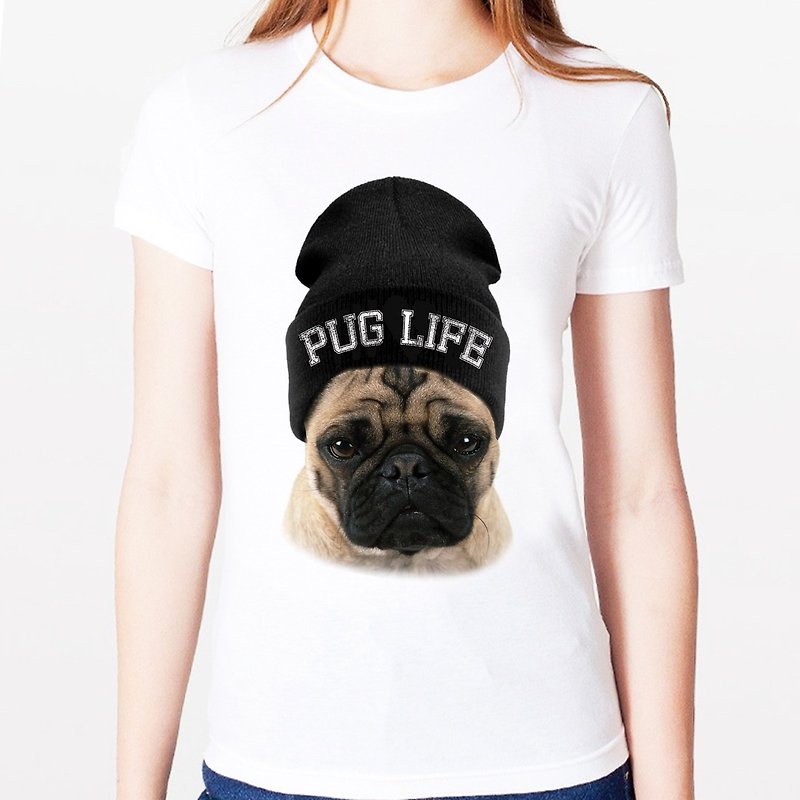 PUG LIFE ガールズ 半袖 Tシャツ-2 カラー パグ、犬、犬、動物、アート、デザイン、ファッション、テキスト、ファッション - Tシャツ - その他の素材 多色