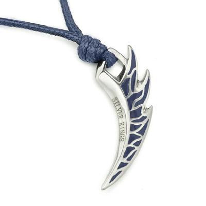 Hong Kong Design Free Postage neutral series of deep blue dragon wings Pendant with stainless steel items rope (22 ") - สร้อยคอ - โลหะ สีน้ำเงิน