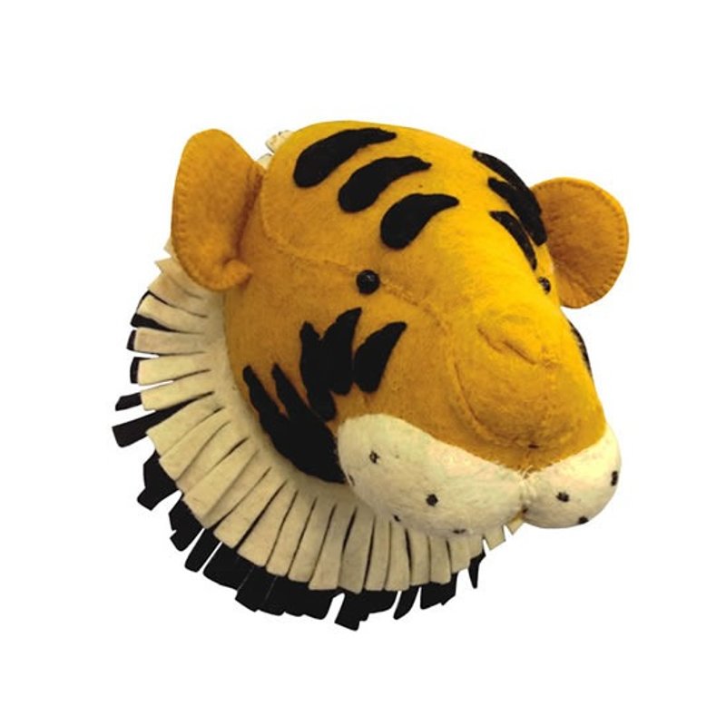 [Fiona Walker England] British style fairy tale animal head handmade decorative wall - not the ferocious tiger (Tiger Head) - ตกแต่งผนัง - ขนแกะ สีส้ม