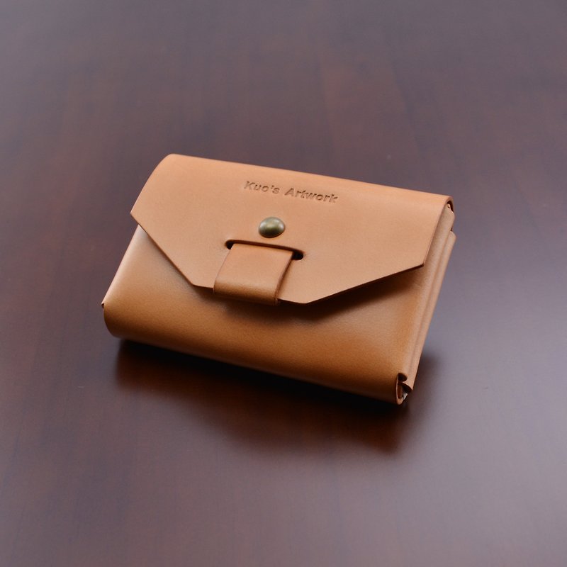 【kuo's artwork】 Hand stitched leather business card case - ที่เก็บนามบัตร - หนังแท้ 
