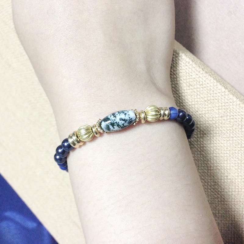 Huali Guan ceremony ◆ Deep Blue - natural ore / lapis lazuli / Swarovski Crystal Pearl / Blue sand Stone/ Bronze/ bracelet bracelet gift custom designs - Bracelets - Gemstone Blue