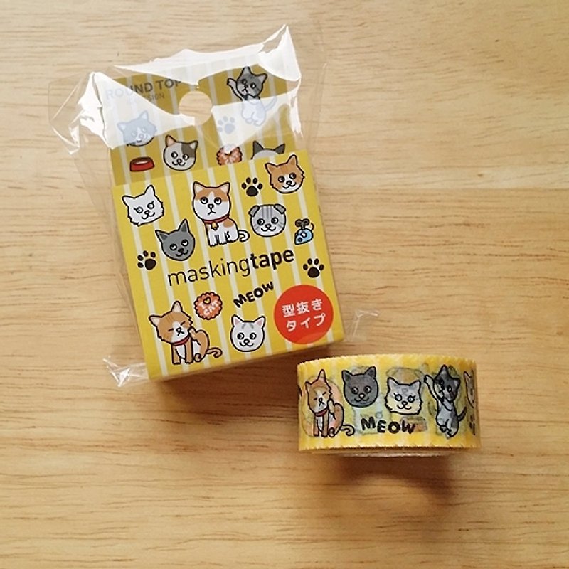 ROUND TOP lace and paper tape the second bomb [meow cat (RT-MK-024)] - Washi Tape - Paper Yellow