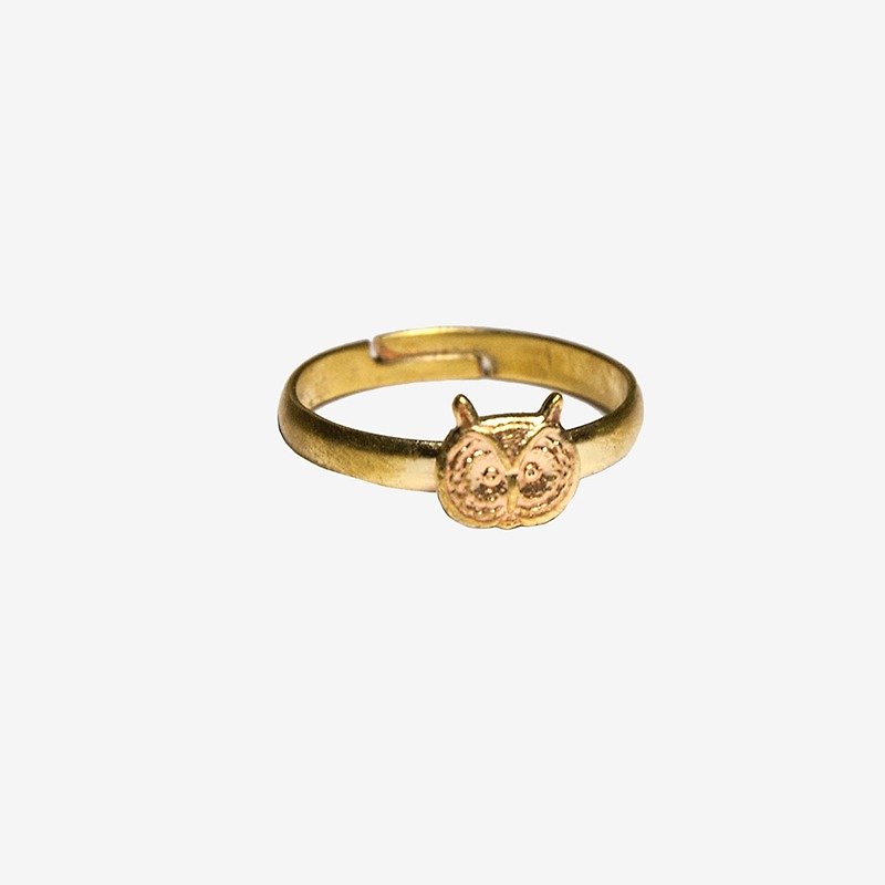[Indigo] Raw Brass Owl Ring - แหวนทั่วไป - โลหะ สีทอง