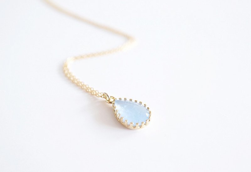 [14KGF] Necklace, 16KGP Galactic Glass -Ice Blue- - Necklaces - Glass Blue