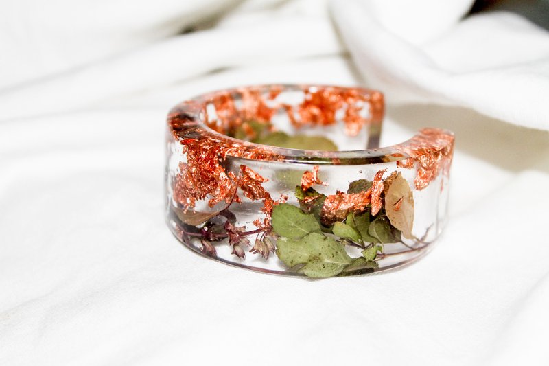 Bangle basil red with gold. - 手鍊/手環 - 植物．花 紅色