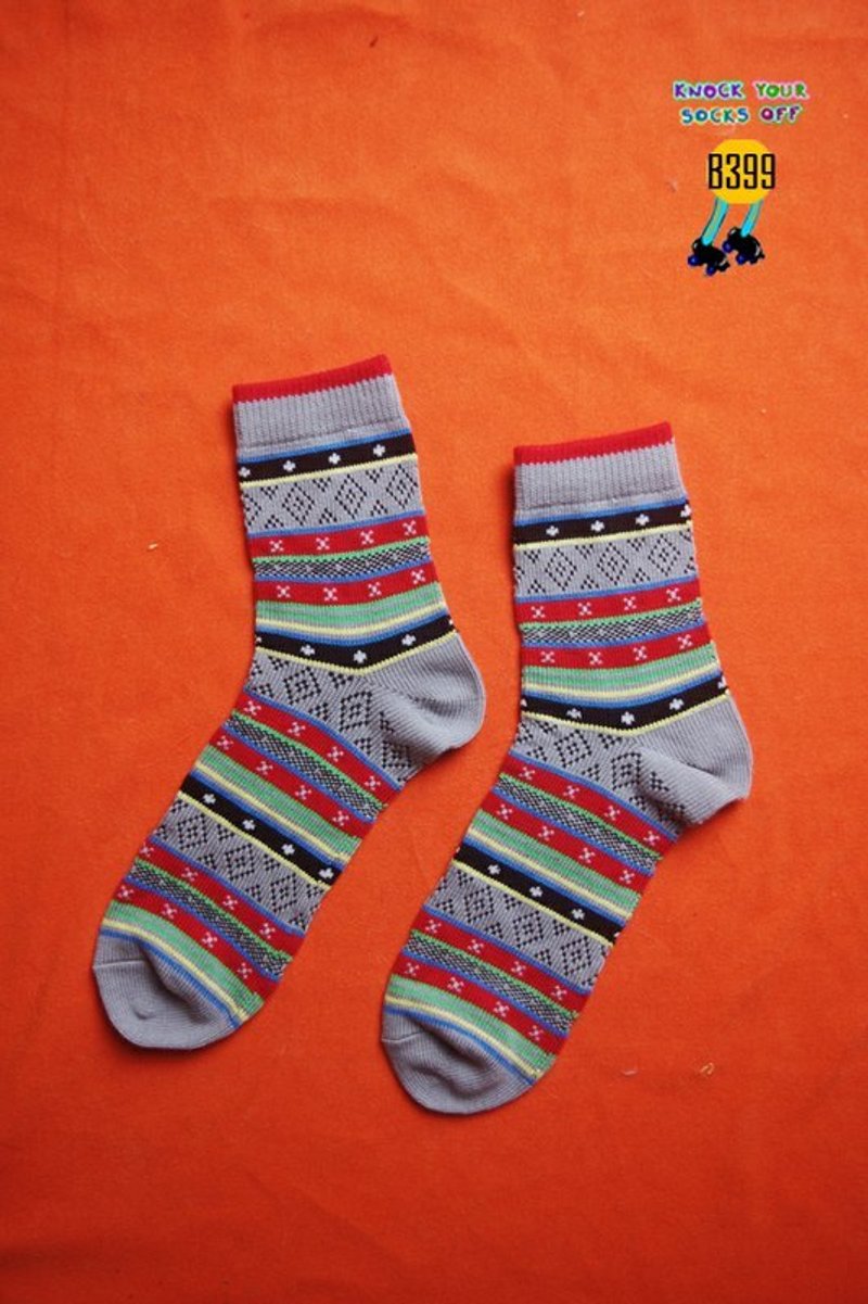 灰底幾何針織襪!!夏漪眺=knock your socks off !! - 襪子 - 其他材質 灰色