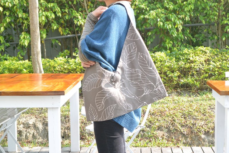 Hand-feel double-layer shoulder bag-leaf - Messenger Bags & Sling Bags - Other Materials Gray