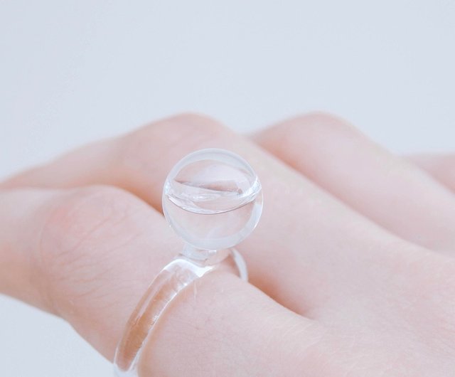 小さな液滴のガラス 指輪 な贈り物 - ショップ 水の 宝石 - ラジュエル