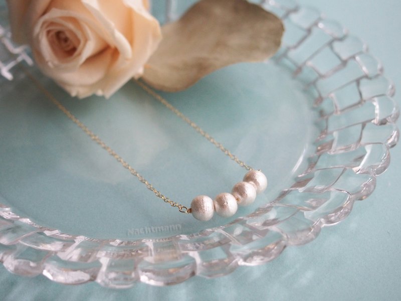 [14kgf] 4 tablets Cotton Pearl Necklace (White) - Necklaces - Other Metals 