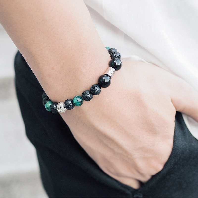 BRAVE :: little green - natural ore / volcanic / Phoenix Stone/ Black Onyx / Silver/ bracelet bracelet gift custom designs - Bracelets - Gemstone Green