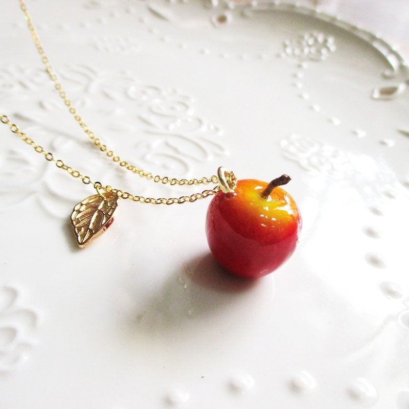 Warm heart warm left ventricular red apple copper medium short chain - Necklaces - Other Materials Red