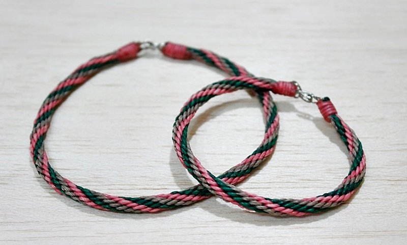 Thai silk wax line type <Bracelet + Anklet (set)> //Can choose color // Double - Bracelets - Wax Pink