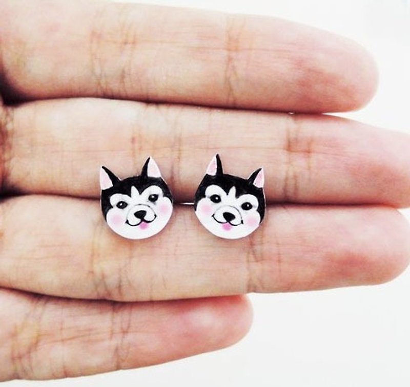 Shiqi earrings anti-allergic steel needle ear ear clip - ต่างหู - พลาสติก ขาว