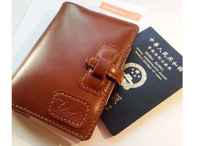 Full Sew Passport Holder Brian's Leather - กระเป๋าสตางค์ - หนังแท้ สีนำ้ตาล