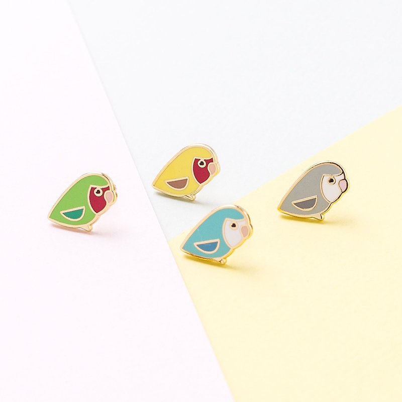 Lovebirds Lovebirds Couple Parrot Clip-on Earrings Birthday Gift - ต่างหู - วัตถุเคลือบ หลากหลายสี