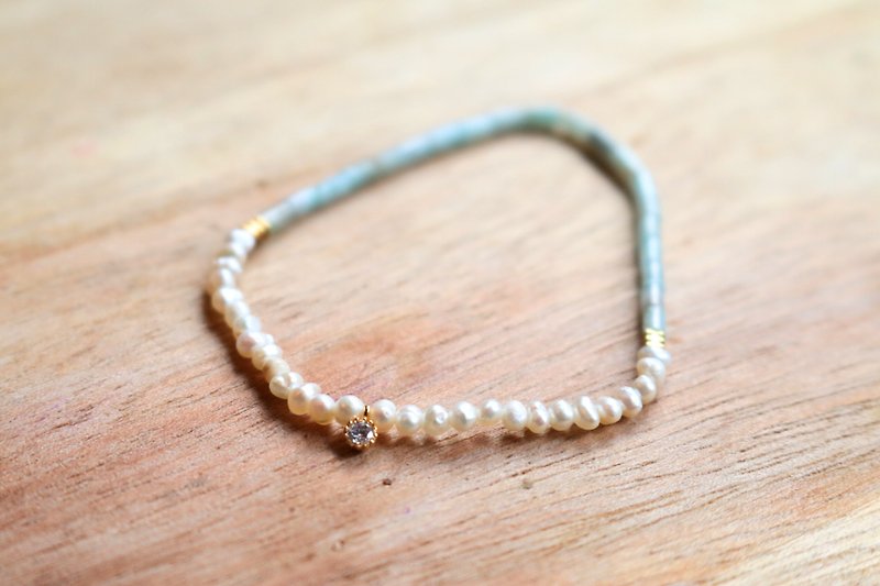 Tianhe stone - half an hour natural pearl bracelet (0543) - Bracelets - Gemstone Green