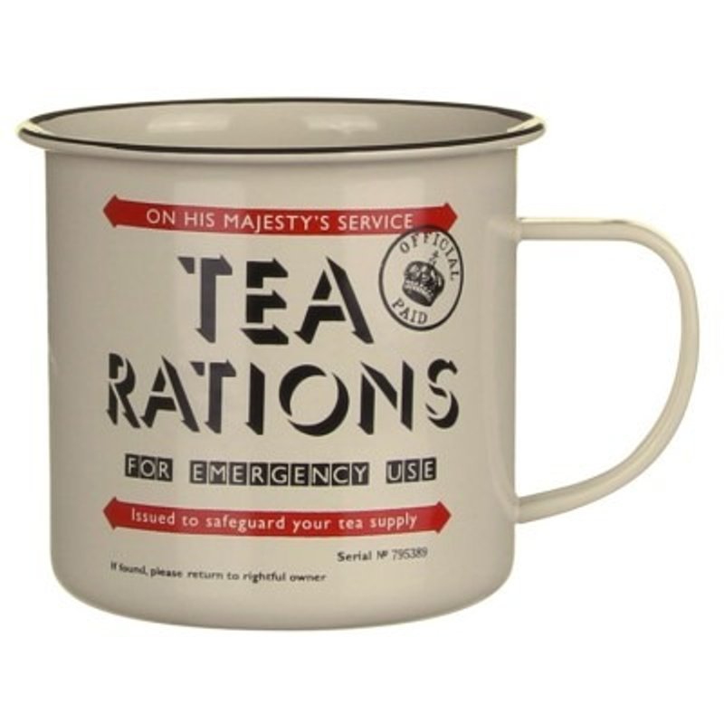 SUSS- British imports Wild & Wolf stainless steel vintage industrial wind TEA RATIONS mug -550ml spot flaws Deals - Mugs - Other Metals White