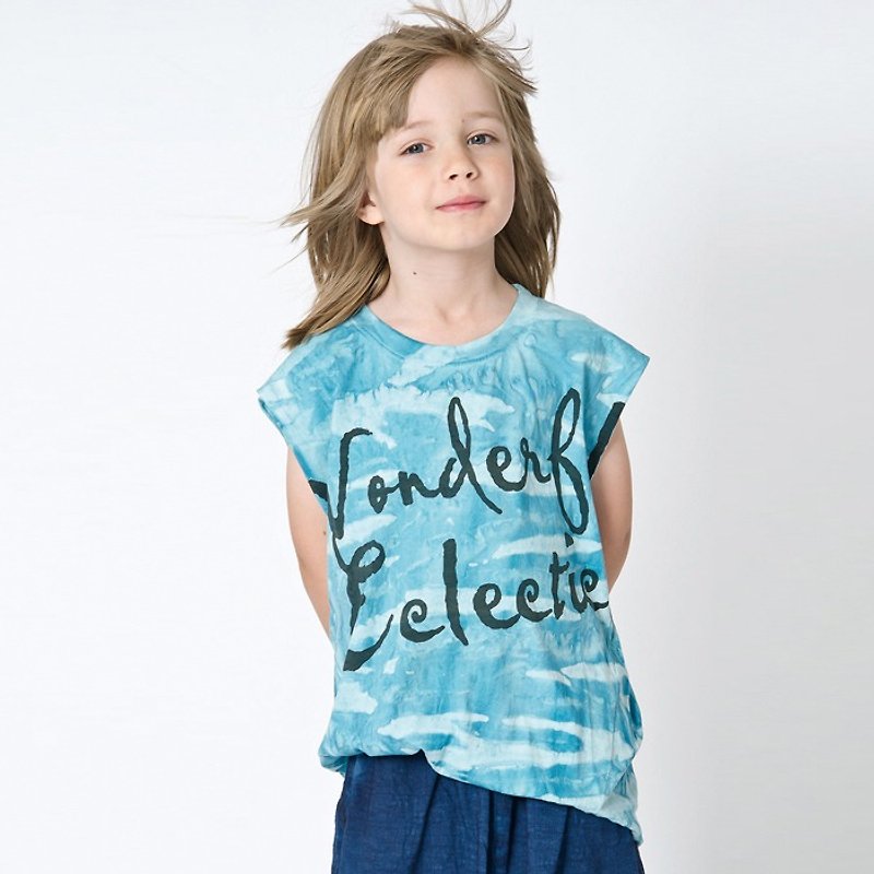 Swedish Organic Cotton Vest-80cm to 175cm Parent-Child Blue - เสื้อยืด - ผ้าฝ้าย/ผ้าลินิน สีน้ำเงิน