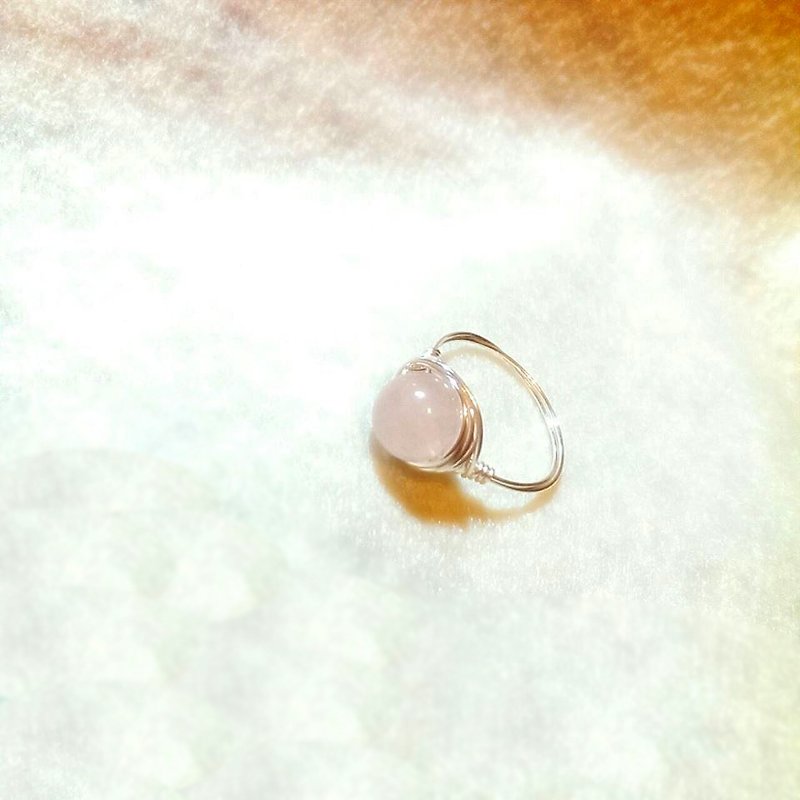[LeRoseArts] Minimalier series Rose Quartz Ring - 999 Handmade sterling silver wire - General Rings - Gemstone Pink