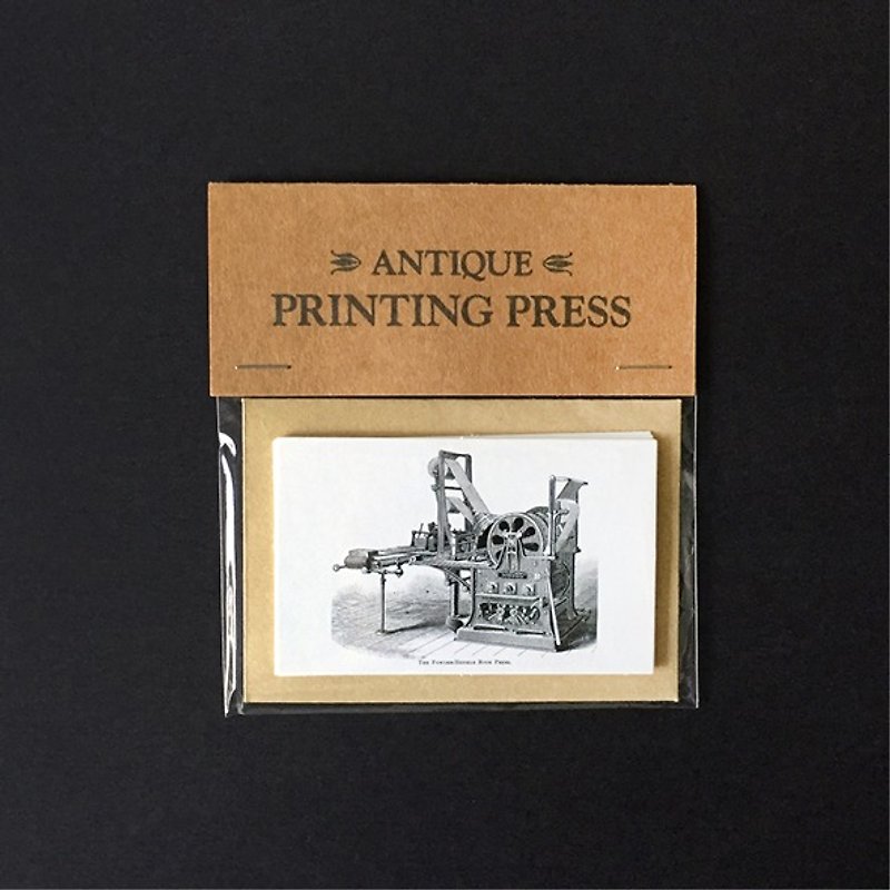 古董印刷機小卡 - 心意卡/卡片 - 紙 黑色