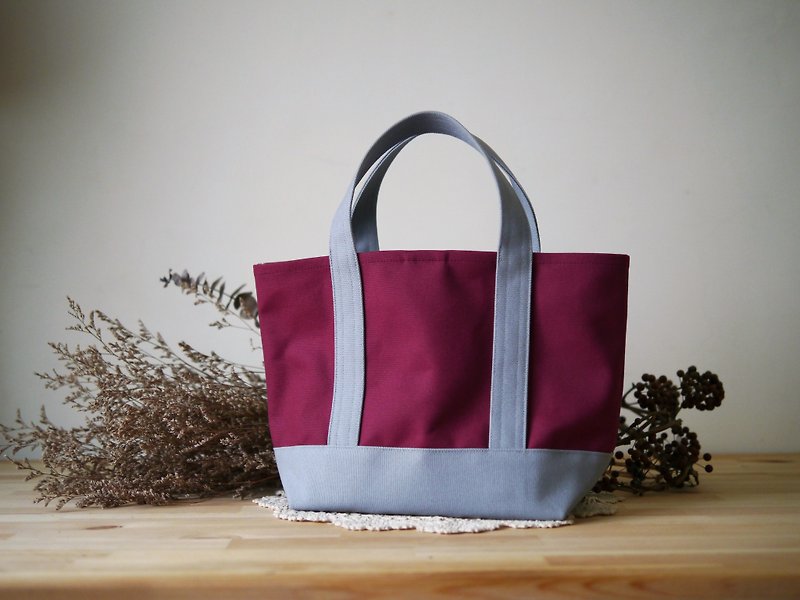 Classic tote bag Msize (short strap) wine x gray-wine red x gray- - Messenger Bags & Sling Bags - Other Materials Red