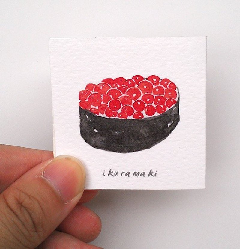 針線球 「給你咬一口」火柴盒小卡片-壽司(單張) - 卡片/明信片 - 紙 紅色