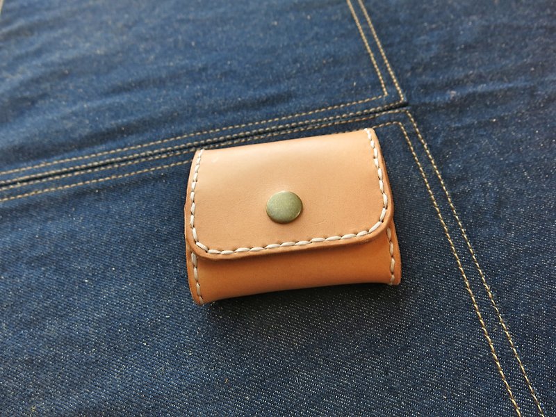 Cube Square Purse Original vegetable tanned leather. Handmade [JANE_one_piece] - Coin Purses - Genuine Leather Brown