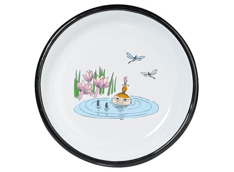 Finnish Moomin Lulu meters enamel plates (small point play in the water music) Valentine's Day gift birthday gift exchange gifts - Small Plates & Saucers - Enamel White
