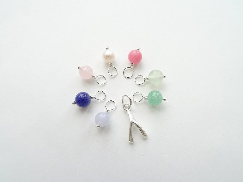 ::Make A Wish:: Natural Stone Beads Mix & Match Wishbone Sterling Silver Necklace - สร้อยคอทรง Collar - เครื่องเพชรพลอย หลากหลายสี