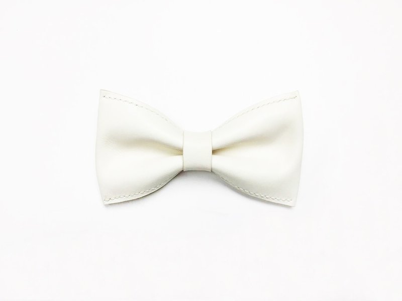 Off-White Leather Bowtie - Bow Ties & Ascots - Genuine Leather White