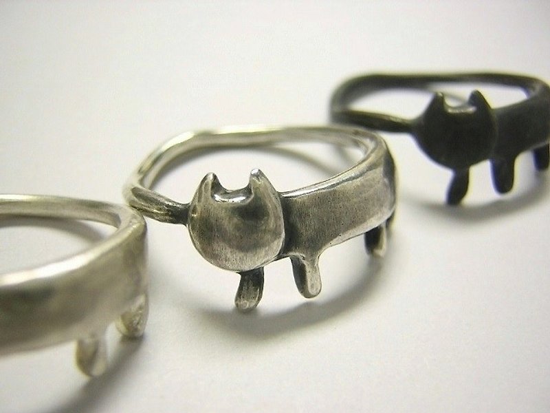 miaow ( cat sterling silver ring 貓 猫 戒指 指环 指環 刻字 銀 ) - แหวนทั่วไป - เงินแท้ สีเงิน