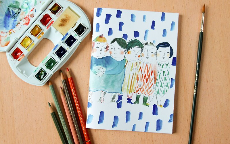PDA青絵の描いたイラストメモ帳の空白の内部ページをdodolulu |青の少女 - ノート・手帳 - 紙 ブルー