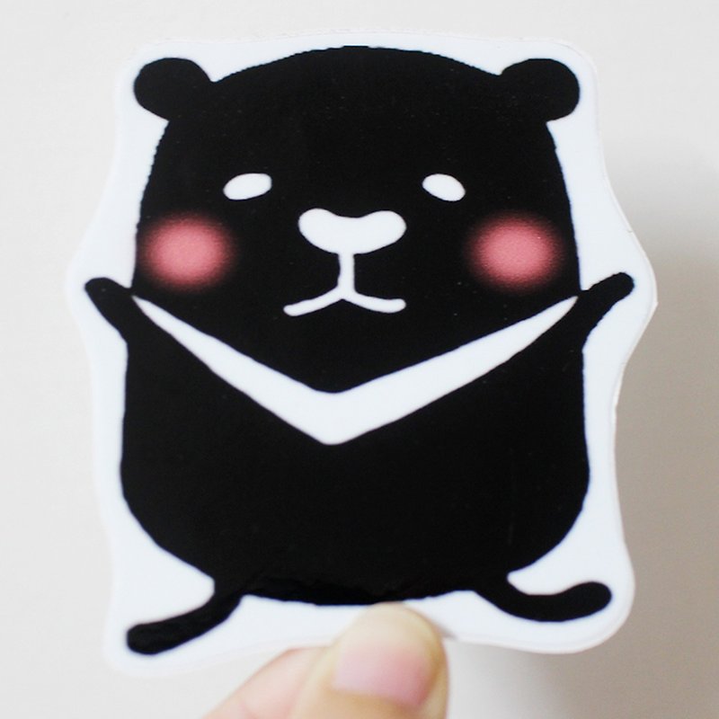 Waterproof Sticker (Large)_Black and White Zoo 03 (Black Bear) - สติกเกอร์ - วัสดุกันนำ้ 