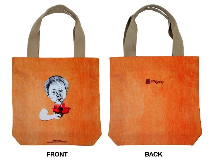橙色藝術家數碼打印環保袋系列-soft drink - 側背包/斜孭袋 - 棉．麻 橘色