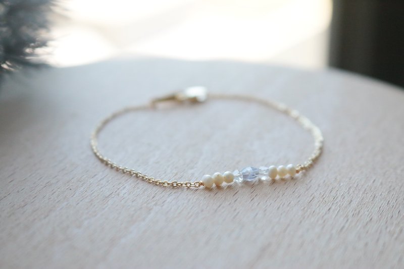 Spectrolite pearl brass bracelet 0609(house) - Bracelets - Gemstone Blue