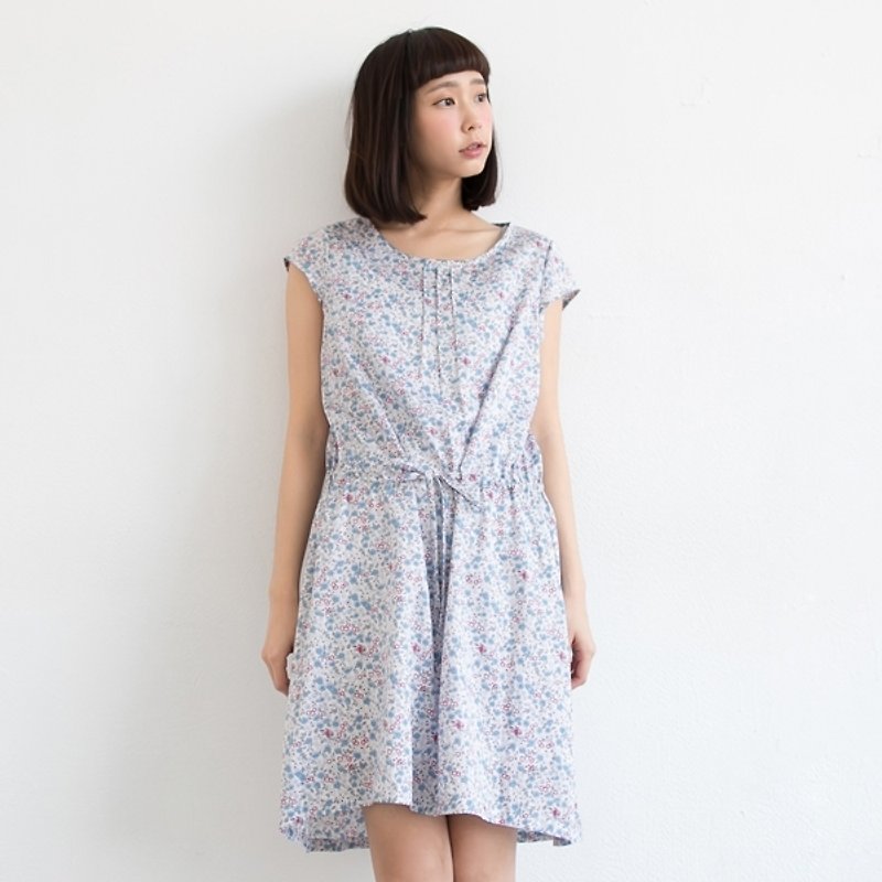 [Xu Xu children] soft spring floral drawstring dress - One Piece Dresses - Other Materials Blue
