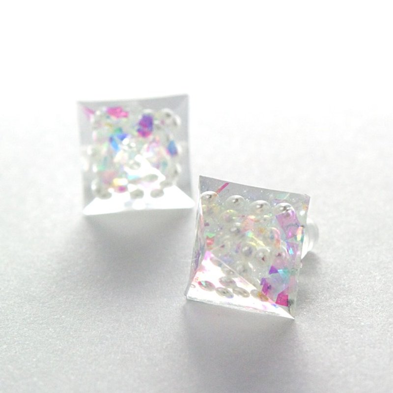 Pyramid earrings (synchro) - Earrings & Clip-ons - Other Materials White