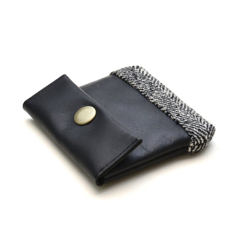【Shadow】 leather wallet black leather can put headphones, change, debris guest lettering when the gift - หูฟัง - หนังแท้ สีดำ