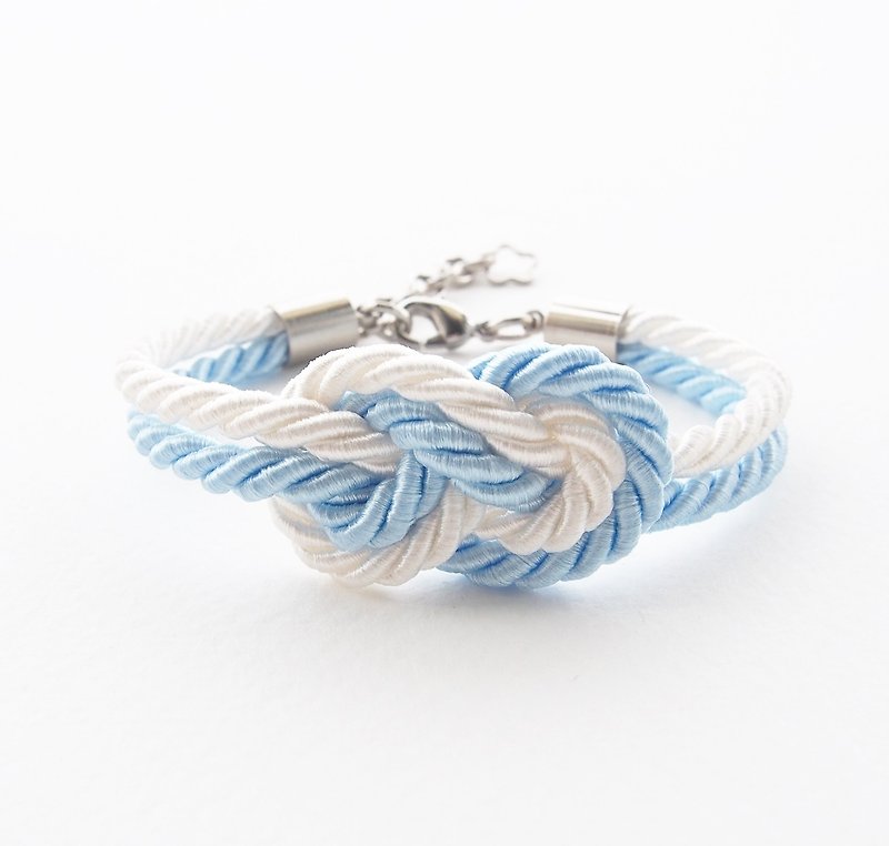 Blue and white infinity knot nautical bracelet. - Bracelets - Other Materials White