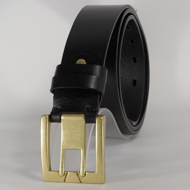 Handmade belt men's and women's genuine leather belt black 2L free custom lettering service - Belts - Genuine Leather Black