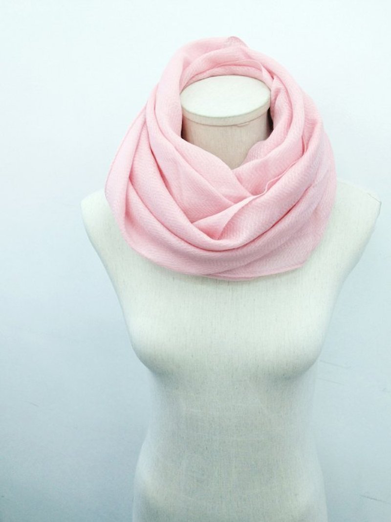 鉐葉 素面羊毛圍巾(粉) 聖誕 - 絲巾 - 羊毛 粉紅色