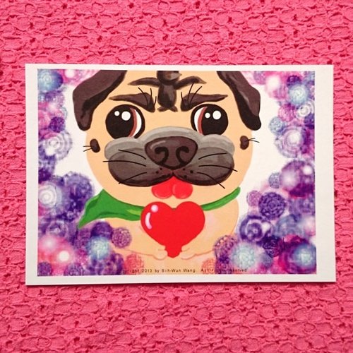 SihWun's Pug World 巴哥犬世界 真心真情 巴哥明信片