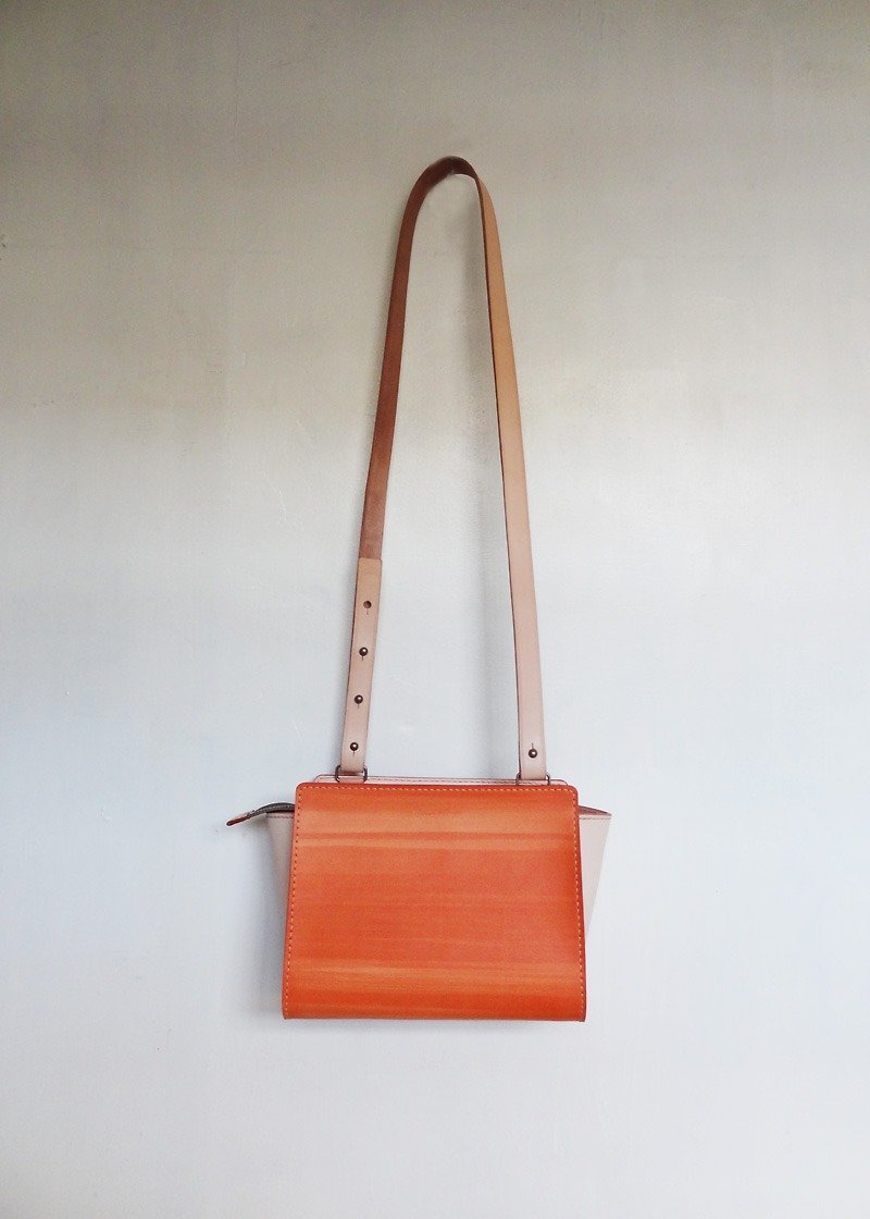 Retro small oblique backpack - Orange - Messenger Bags & Sling Bags - Genuine Leather Orange