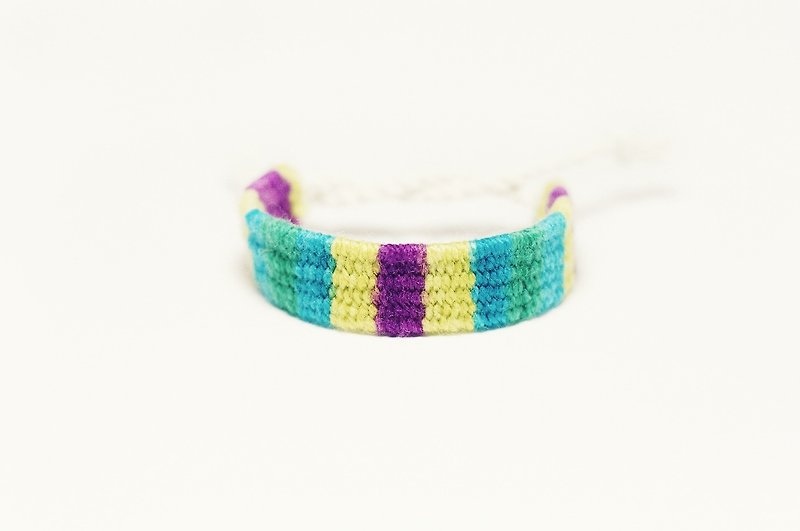 Hand woven wool hand rope-South American stripes - สร้อยข้อมือ - วัสดุอื่นๆ หลากหลายสี