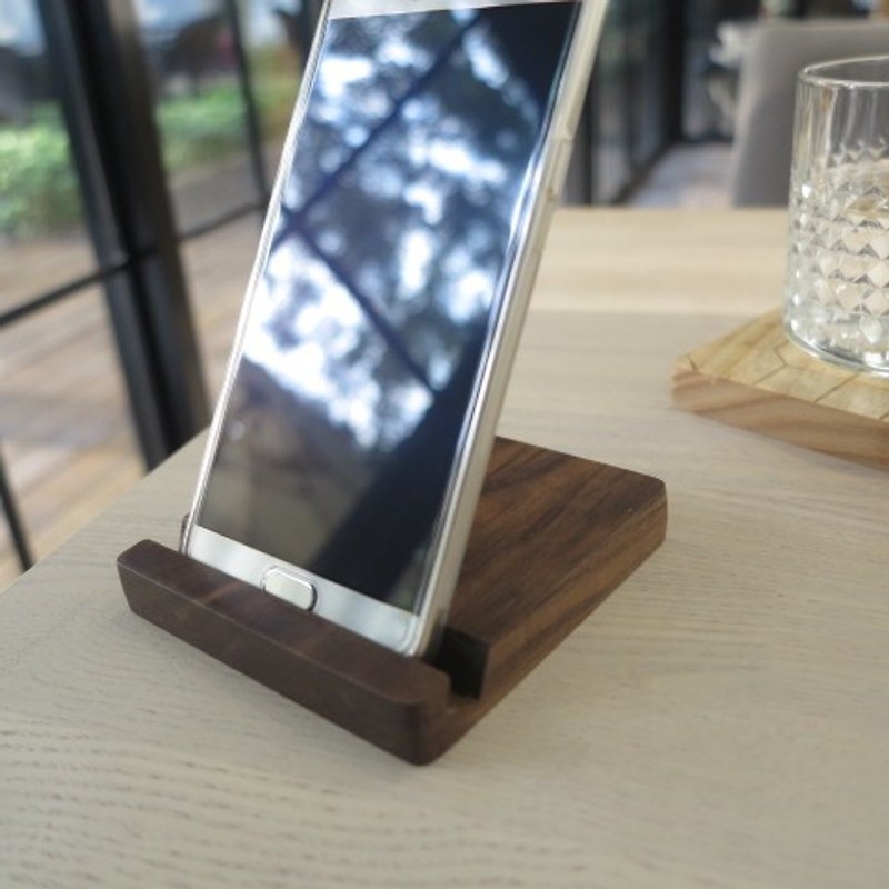 icoaster原木智慧杯墊/手機架 - 手機/平板支架 - 木頭 咖啡色