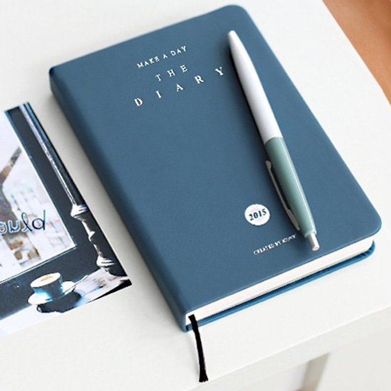 Dessin x Iconic-The Diary2015 Classic leather calendar - Zhou (aging) - Iron Blue, ICO82224 - Calendars - Paper Blue