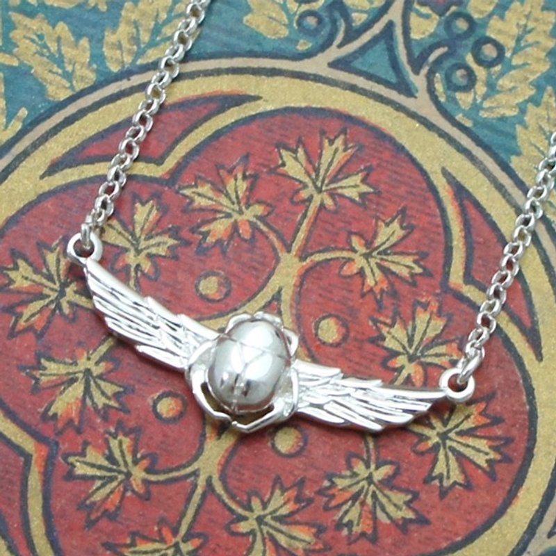 Scarab Silver Necklace - สร้อยคอ - โลหะ 